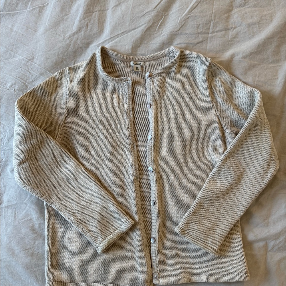 L.L. Bean Light Gray Women's Cardigan Sweater